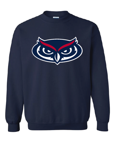 Crew Neck Sweatshirt with printed FAU Owlhead (Logo 7)