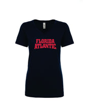 Load image into Gallery viewer, V-Neck Tee Ladies Florida Atlantic Jersey Font (Logo 5)
