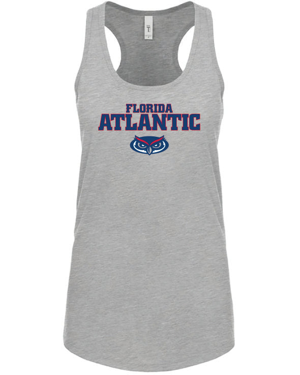 Ladies RacerBack Tank Top Florida Atlantic Jersey Font (Logo 3)