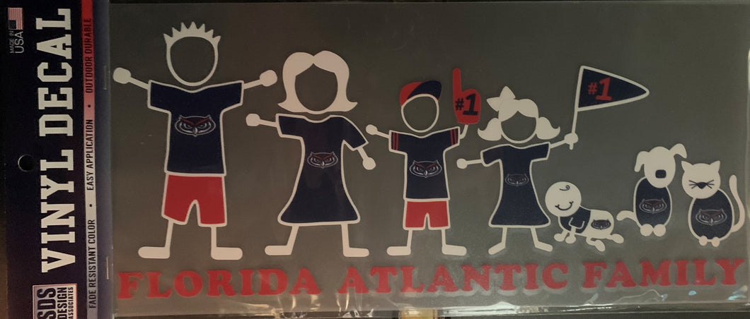 Decal -Florida Atlantic Family with pets!