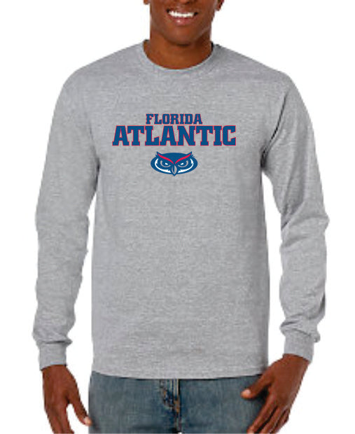 Florida Atlantic Jersey Font Cotton Long Sleeve T-Shirt (Logo 3)