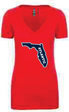 Load image into Gallery viewer, V-Neck Tee Ladies Florida Atlantic &quot;State&quot; Logo (Logo 6)
