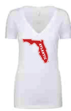 Load image into Gallery viewer, V-Neck Tee Ladies Florida Atlantic &quot;State&quot; Logo (Logo 6)
