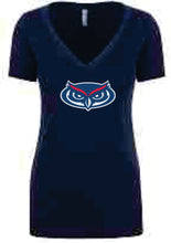 Load image into Gallery viewer, V-Neck Tee Ladies Owl Head (Logo 7)
