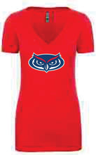 Load image into Gallery viewer, V-Neck Tee Ladies Owl Head (Logo 7)
